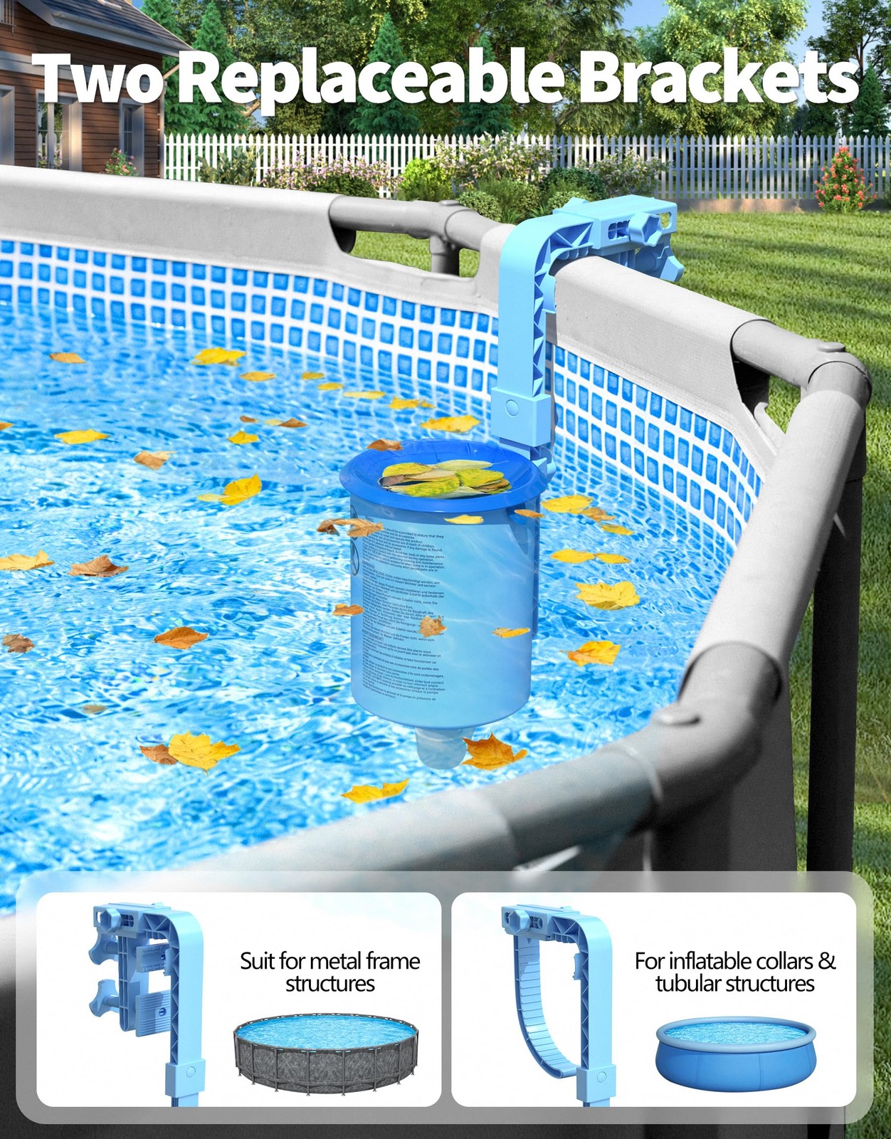 Above Ground Pool Surface Skimmer with 3 Filter Socks and Wall Mount Bracket