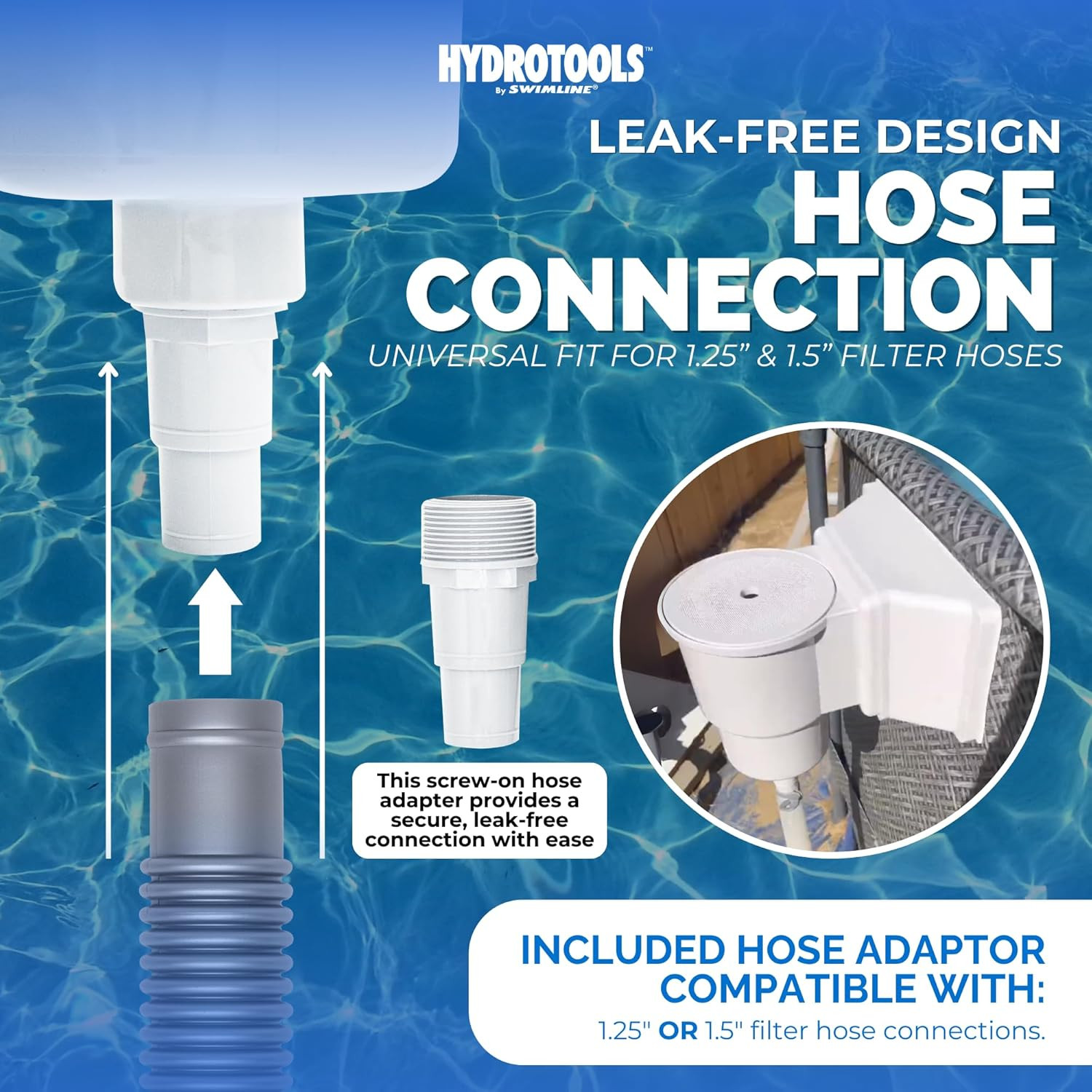 HYDROTOOLS Above Ground Pool Skimmer Kit with Water Leveling System