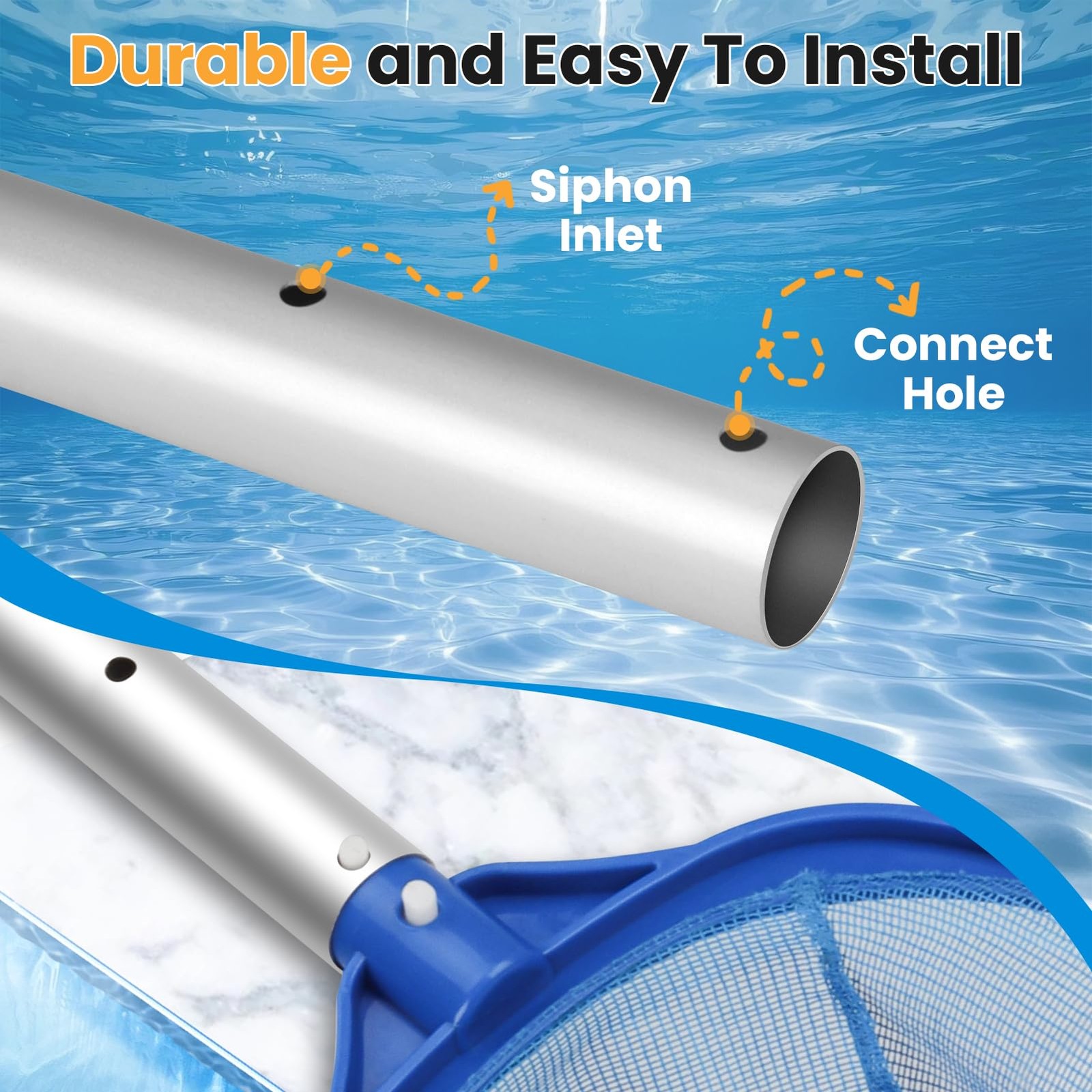 Pool Pole, 12FT Telescopic Pool Cleaning Pole, Professional Aluminum Swimming…
