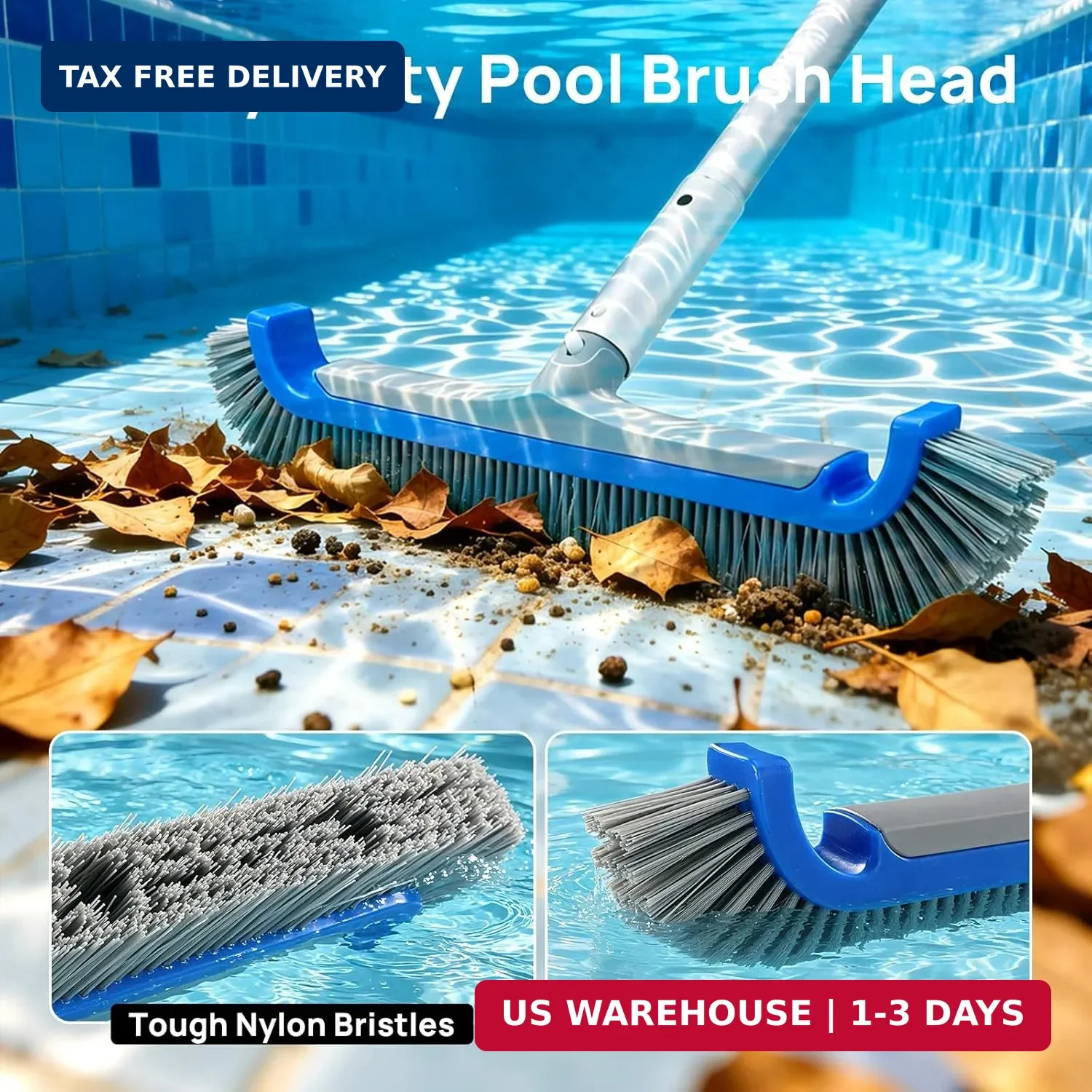 Consciot 3-in-1 Pool Cleaning Kit Includes Leaf Rake Net, Wall Brush & Pole | Da