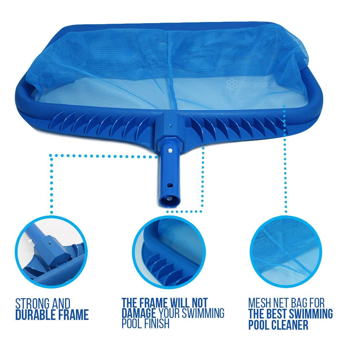 Pool Skimmer Net Heavy Duty Leaf Rake Cleaning Tool Fine Mesh Net Bag Catcher
