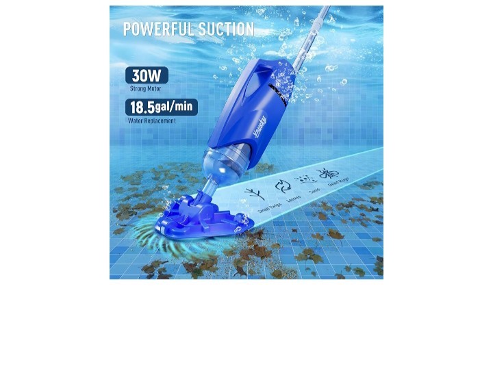 Cordless Pool Vacuum for Above Ground & Inground Pools, 18.5GPM Suction with…