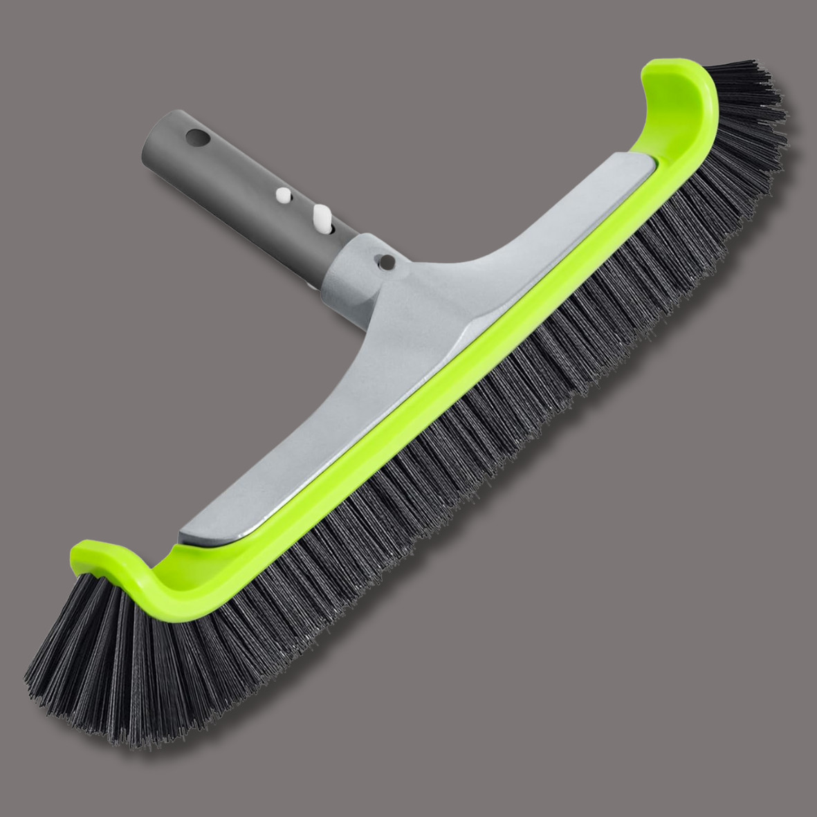 18&Prime; Pool Brush Head for Cleaning Swimming Walls, Curved Ends Scrub Brush Black