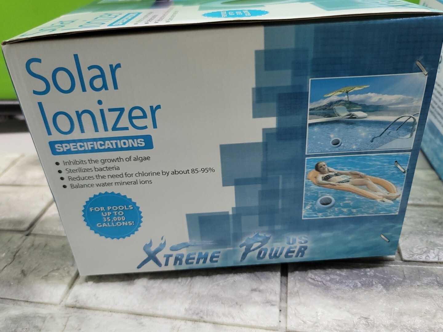New US Pool Ionizer Solar Powered Kills Algae Reduce Chlorine NO MORE GREEN $180