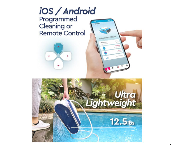 Aquabot REVA Smart Robotic Pool Cleaner w/ App Control Power Supply & 50ft Cable