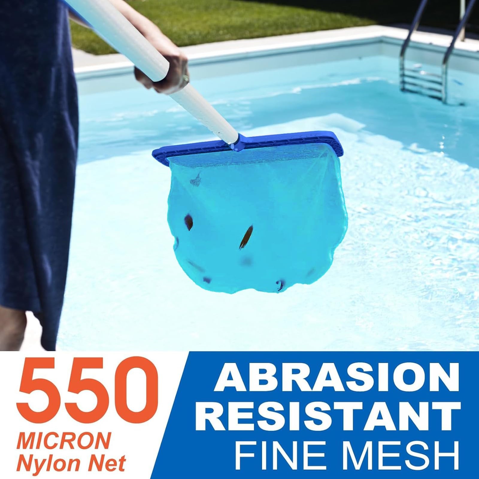 Professional Pool Net Upgraded Self-Repair Heavy Duty Nylon Mesh Pool Skimm