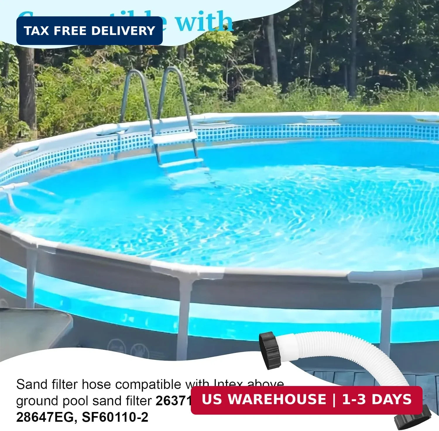 11535 Pool Sand Filter Pump Hose, 16 Inch Interconnecting Hose for Intex Sand Fi