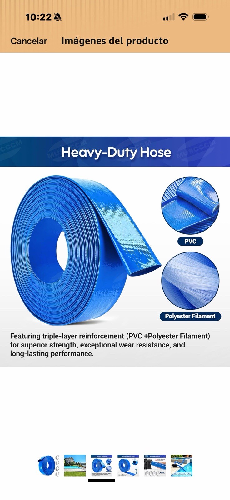 MUSCCCM Pool Hose Extension 2&Prime; x 100 Ft, Weather Resistant, 4 Clamps