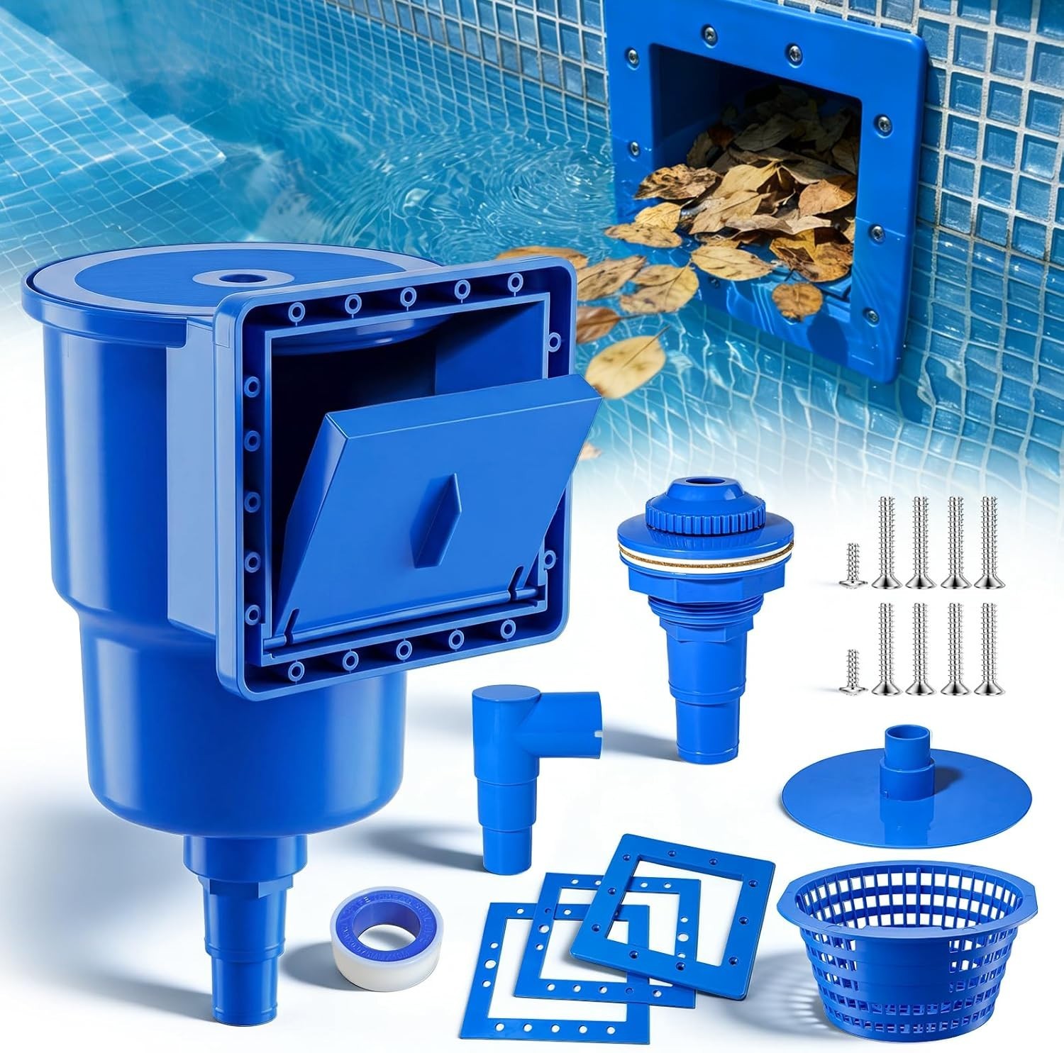 Above Ground Pool Skimmer, Heavy Duty Through-Wall Mount Pool Skimmer Kit with