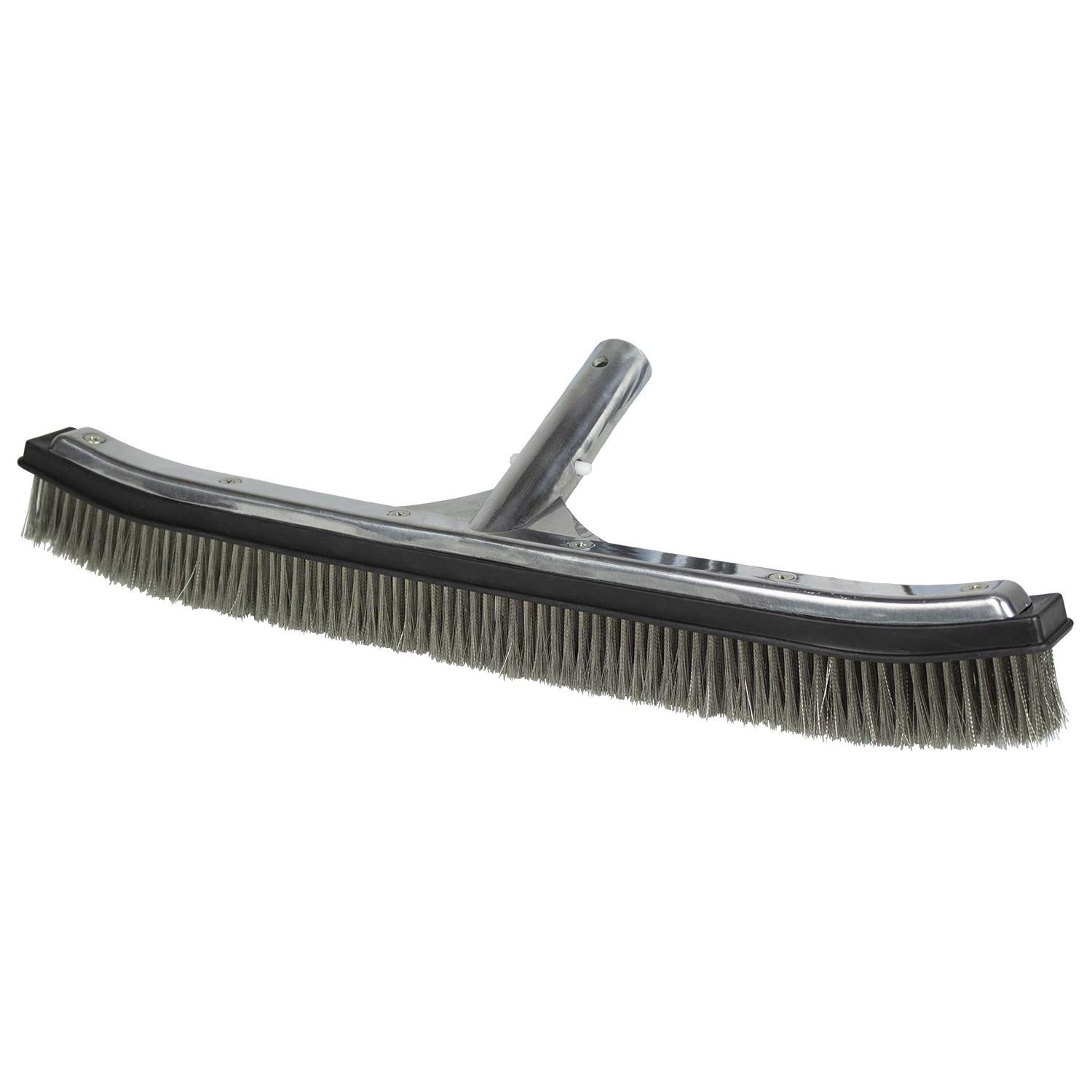 Heavy-Duty 18&Prime; Stainless Steel Pool Algae Brush – Aluminum Back for Gunite Pools