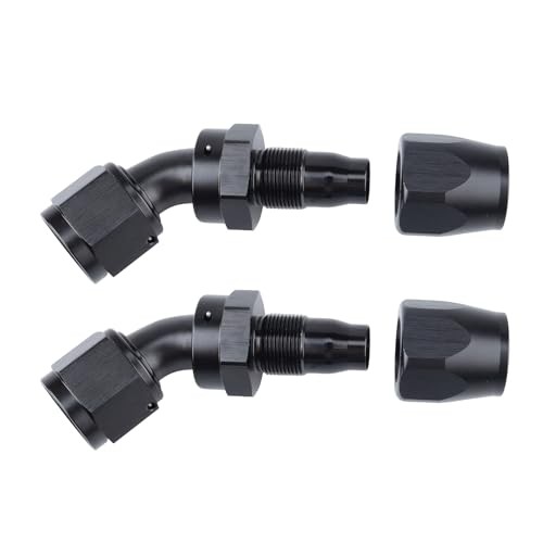 -6 AN 45 Degree Swivel Hose End Fitting Aluminum 6AN – 2PCS 45 Degree – Black