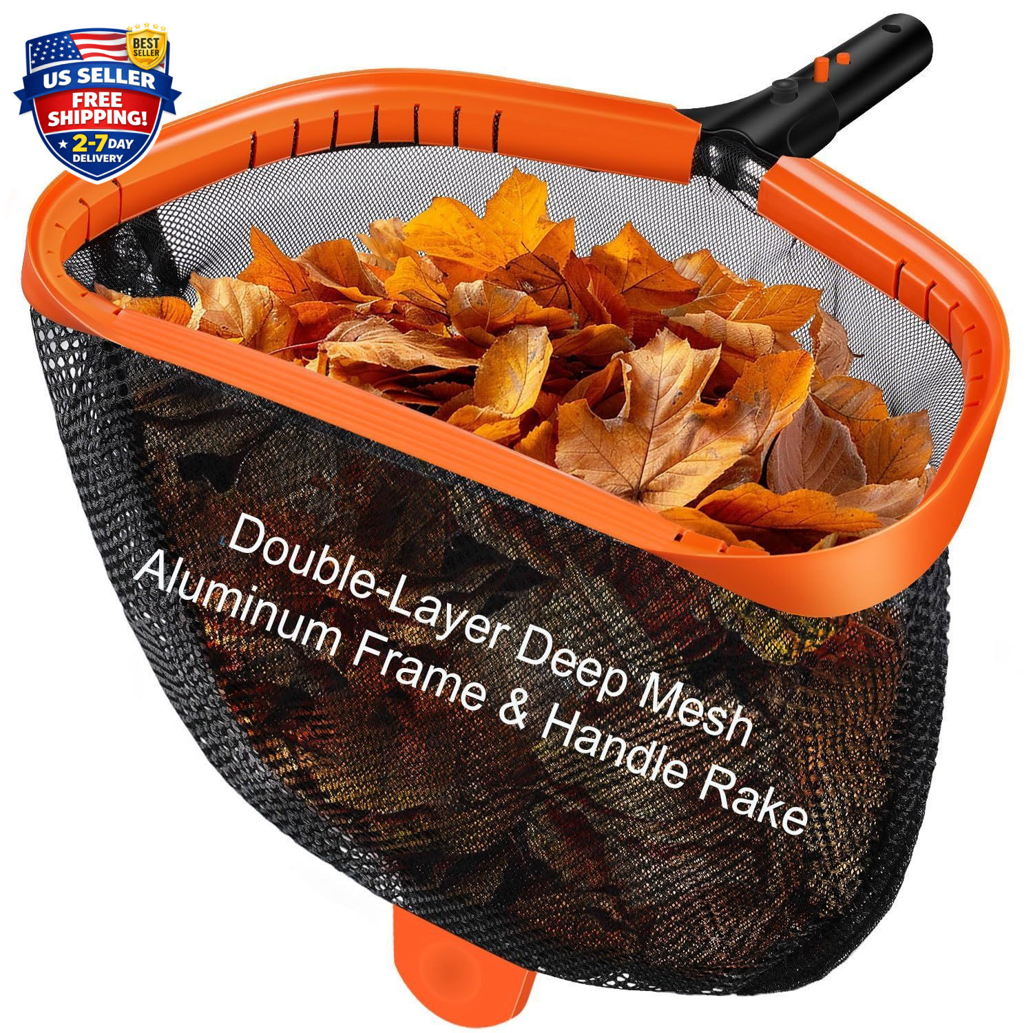 17.5&Prime; Pool Net, Pool Skimmer Net with Double-Layer Netting Bag, Aluminum Frame,