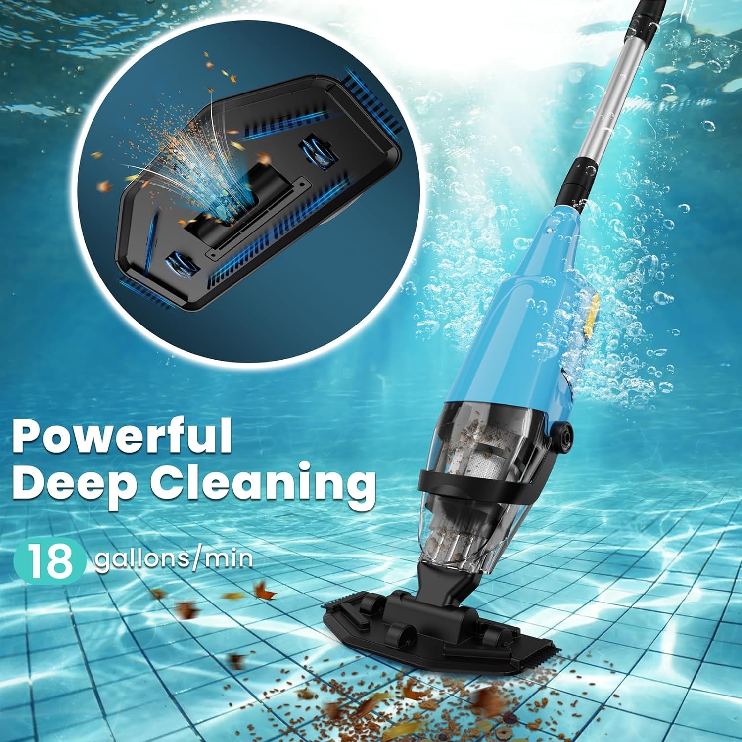Cordless Handheld Pool Vacuum Cleaner for Above Ground & Inground Pools Cleaner