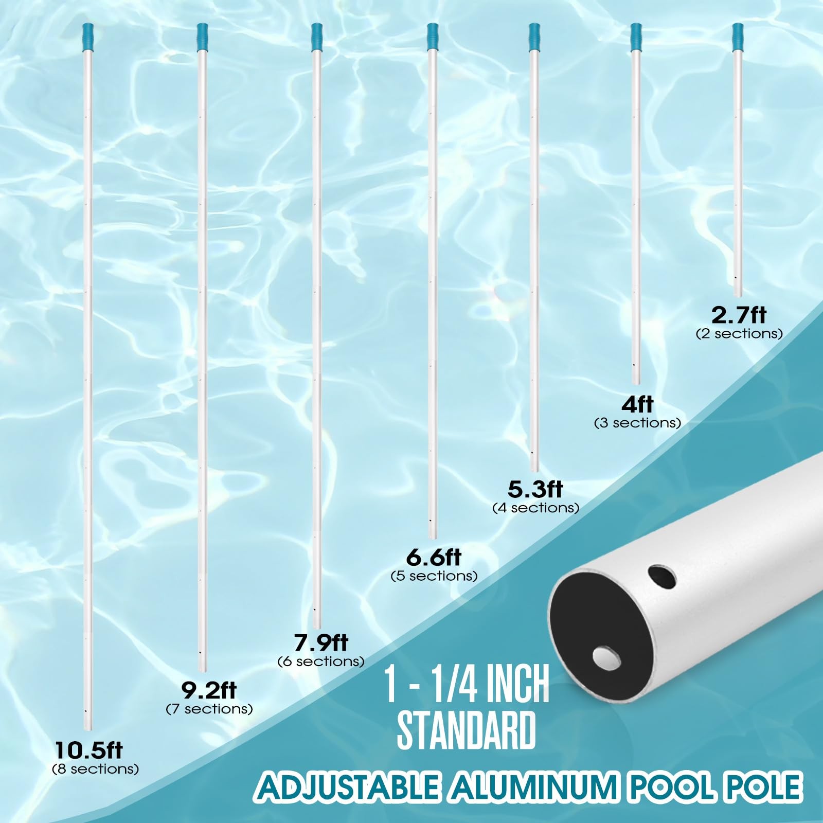 Poolwhale Swimming Pool Cleaning Kit – Aluminum Frame Skimmer Net 10Ft