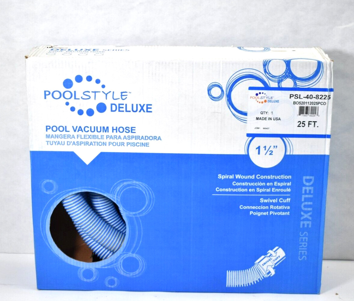 Pool Style Deluxe Pool Vacuum Hose PSL-40-8225 1-1/2&Prime; x 25&prime; Swivel Cuff