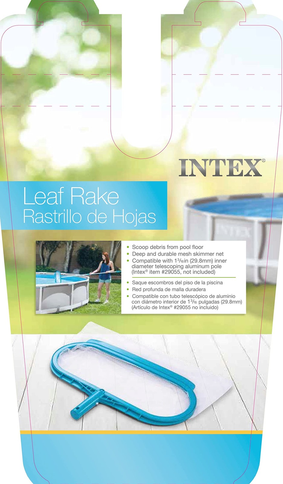 Intex Leaf Rake for Above Ground Pool Maintenance 1-Pack, Blue