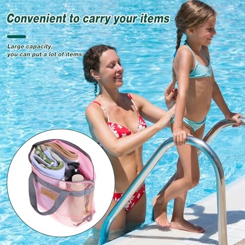 KALIONE Portable Gym Shower Bag, Mesh Shower Caddy Bag, Quick Dry Hanging Pink