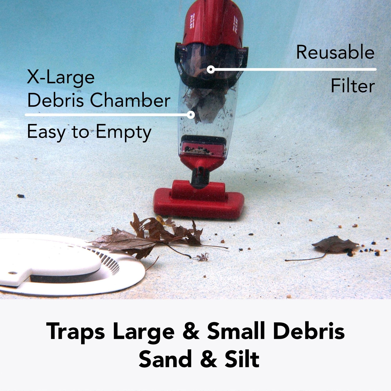 Pulse Cordless Pool Vacuum W/pole Set Large Debris Capacity & Fast Hoseless Clea