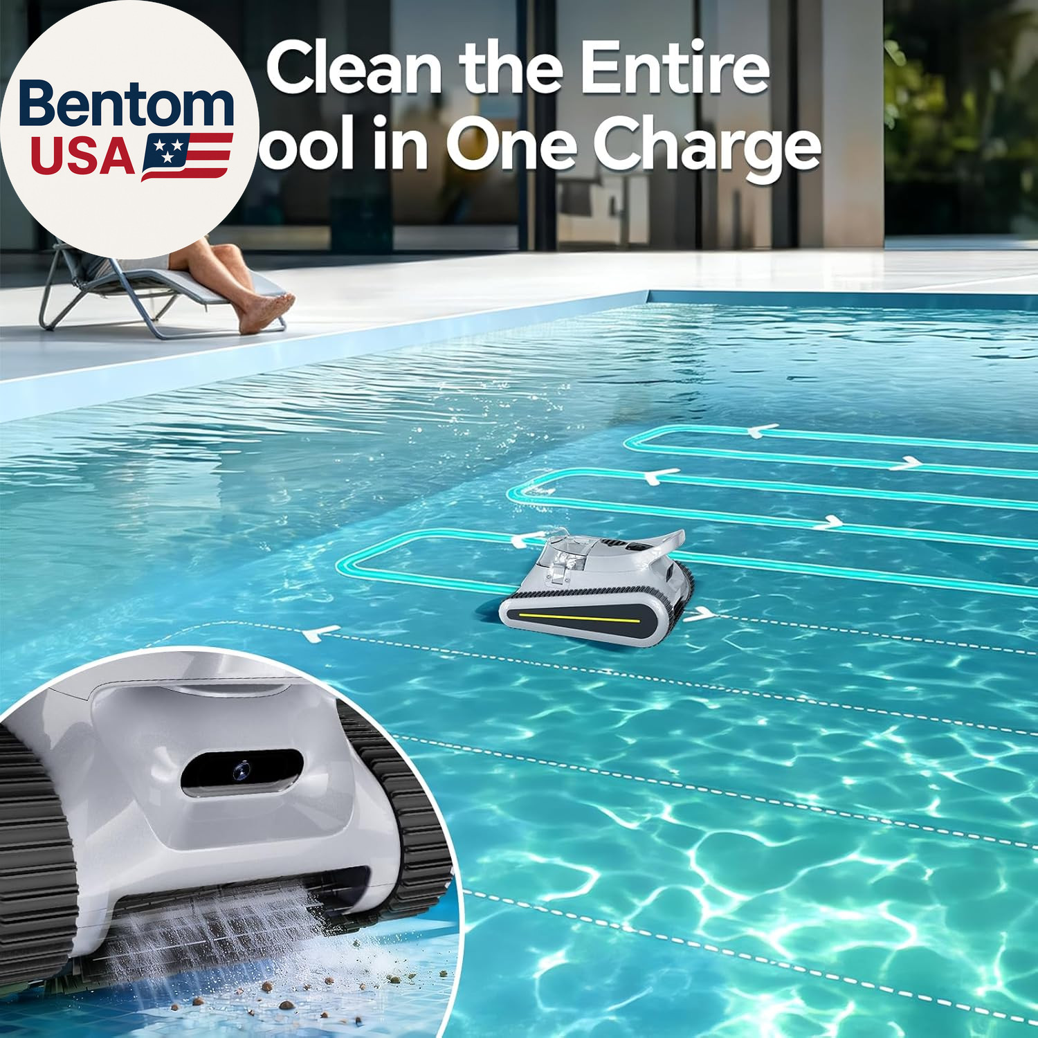 Pool Vacuum for Inground Pools & above Ground Pool, Cordless Robotic Pool Cleane