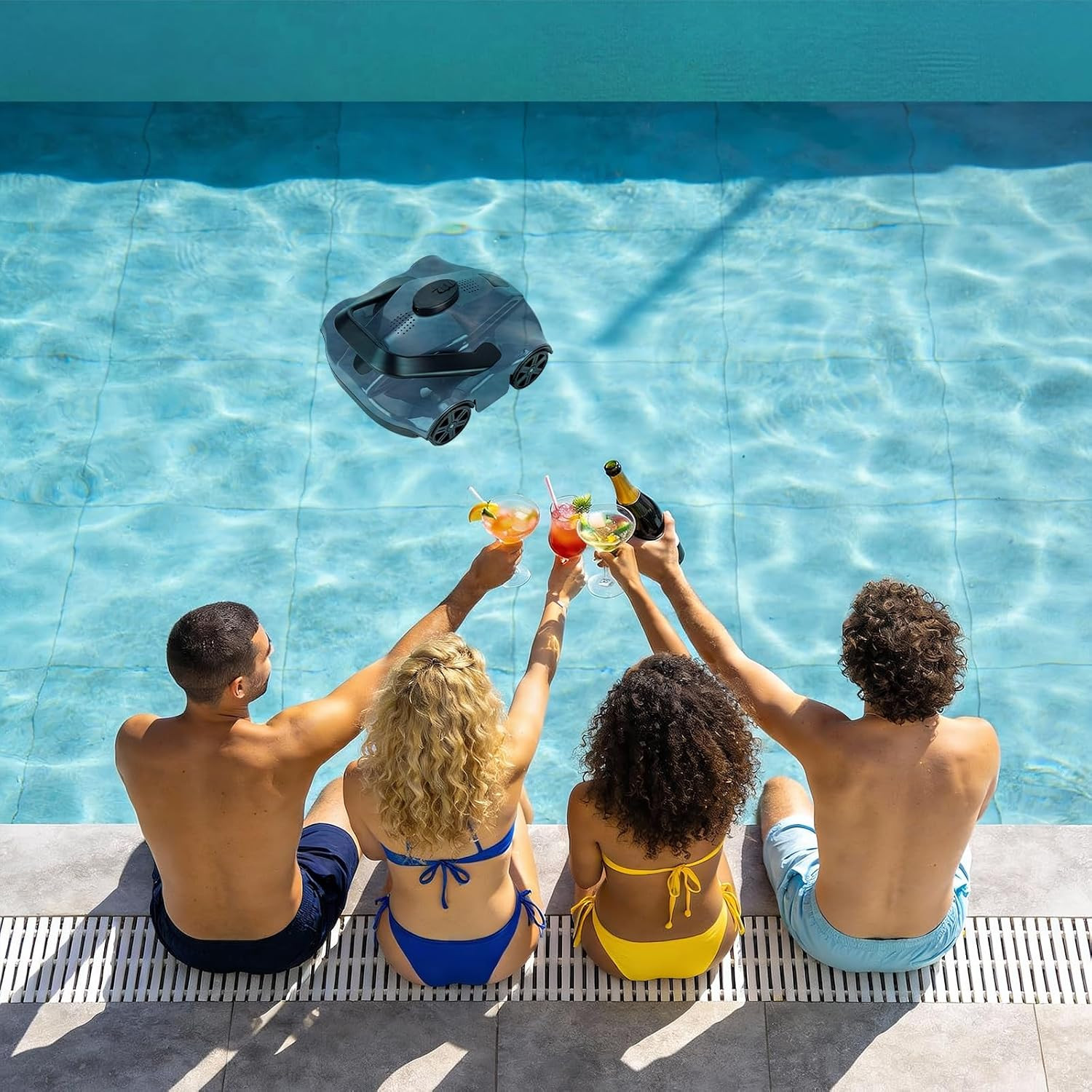 Cordless Robotic Pool Vacuum – 130 Min Runtime, Self-Parking, Portable Design