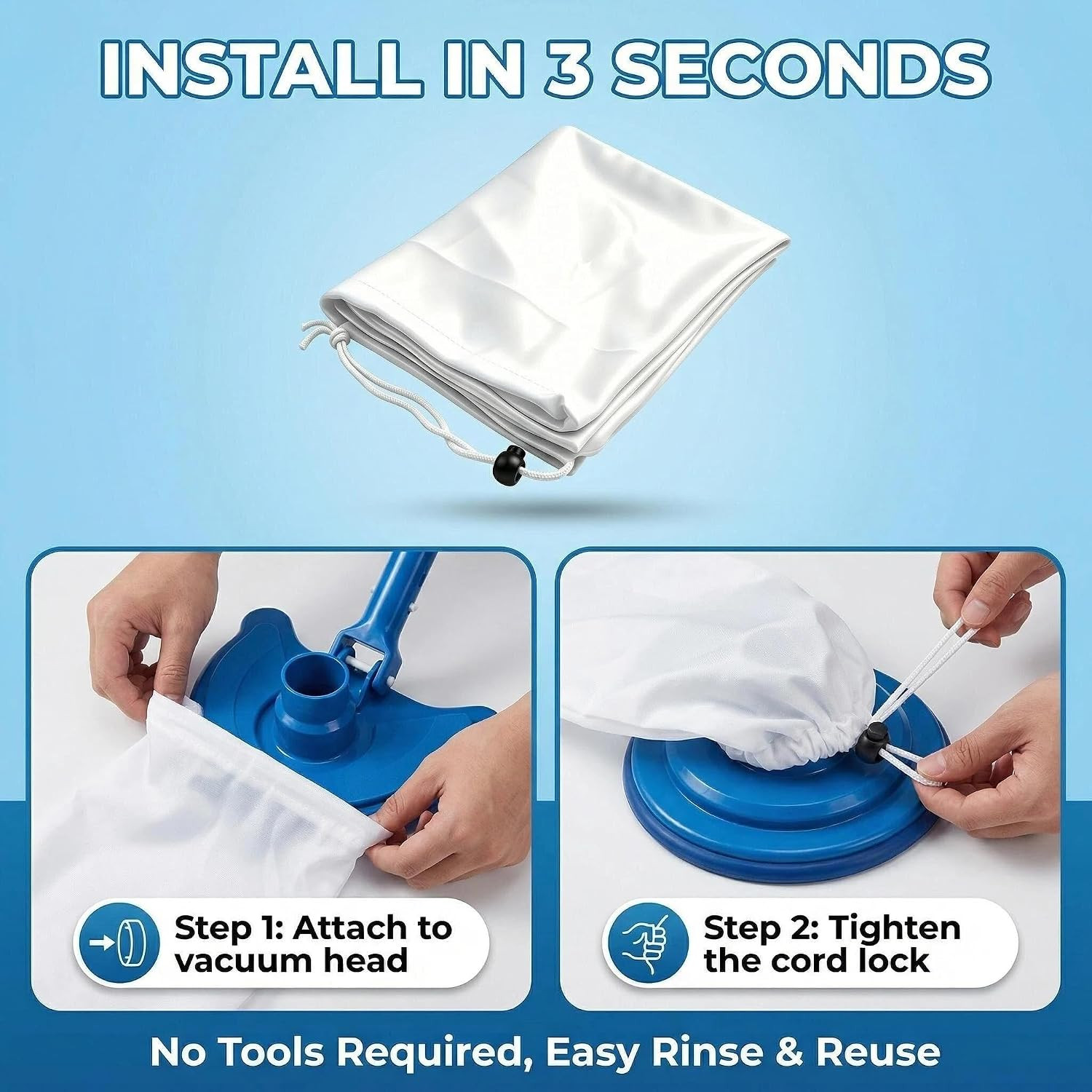 28823 Fine-Mesh All Purpose Swimming Pool Vacuum Replacement Bag, 1 Pack |