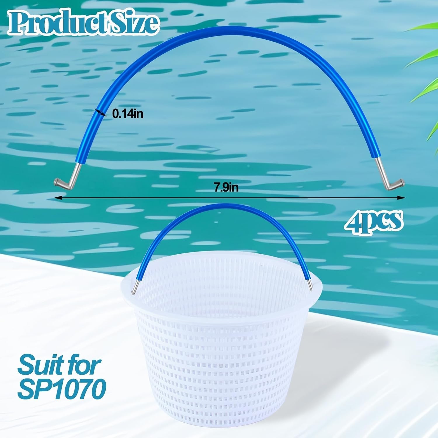 4PCS Pool Skimmer , Universal Swimming Pool Skimmer Filter Basket Metal Handl…