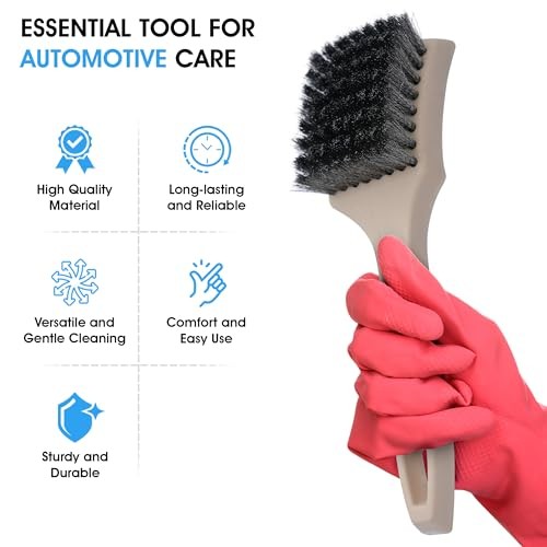 8.5 Inch Heavy-Duty Tire Cleaning Brush – Ergonomic Steel Wire Scrub for