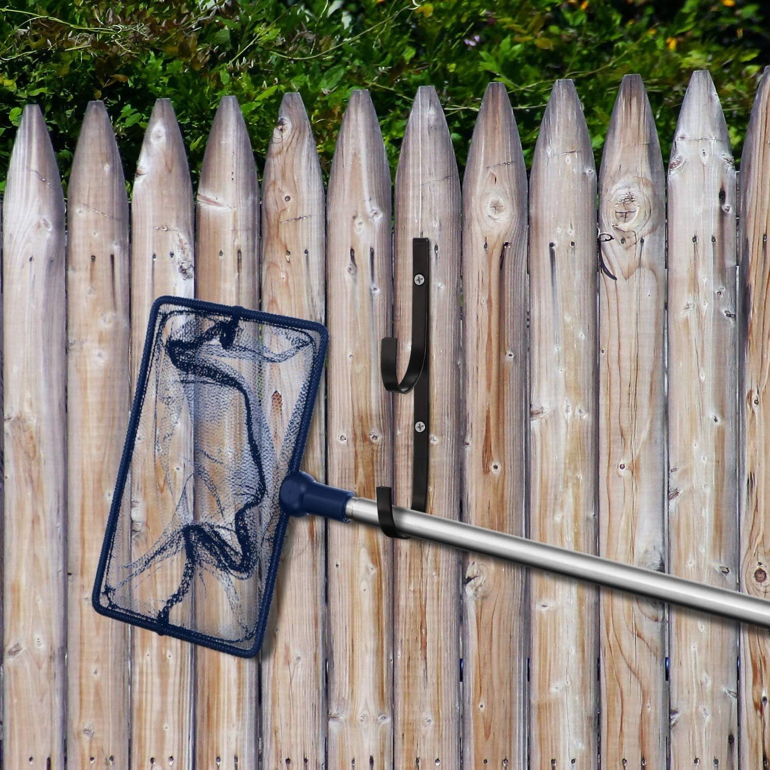 Metal Brackets for Pool Tools, Includes 6 Hooks and 12 Screws for Installation