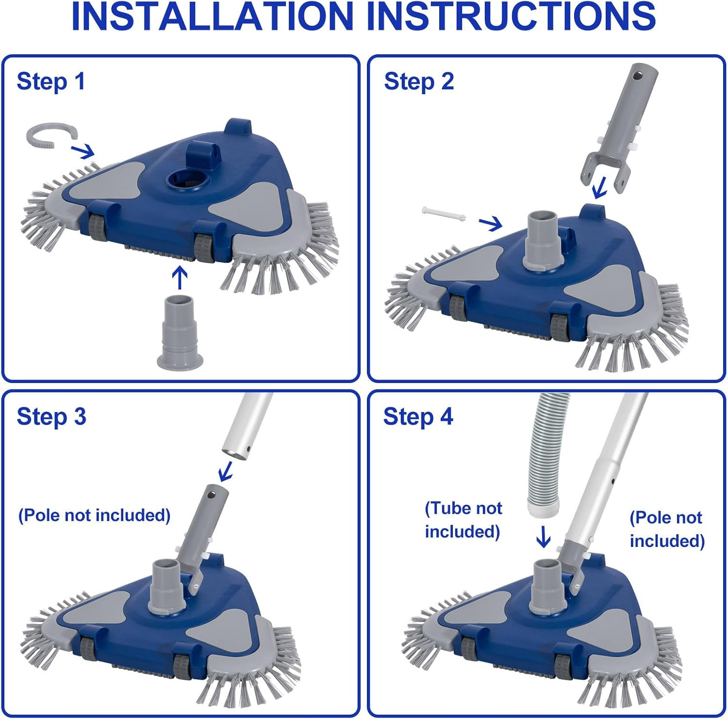 Pool Vacuum Head, Weighted Pool Vacuum Head with 1-1/4 »,1-1/2 » Swivel Hose Con