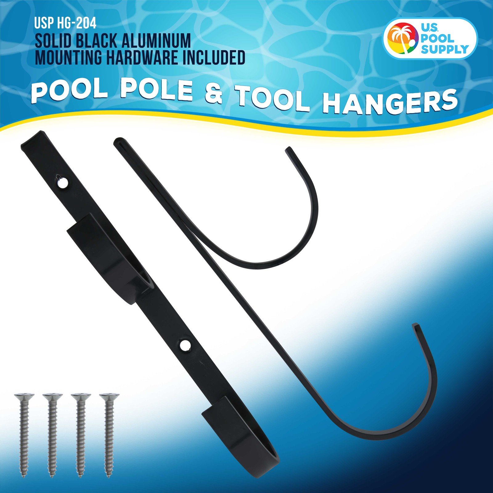U.S. Pool Supply Set of 2 Black Aluminum Pool Hangers for Telescopic Poles, Nets