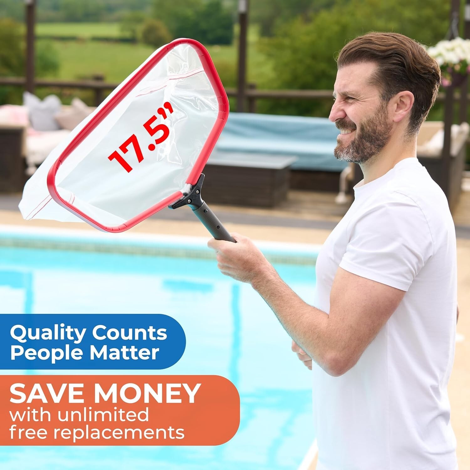 18-Inch Fine Mesh Pool Rake – ProTuff Heavy Duty with Easy Glide Technology