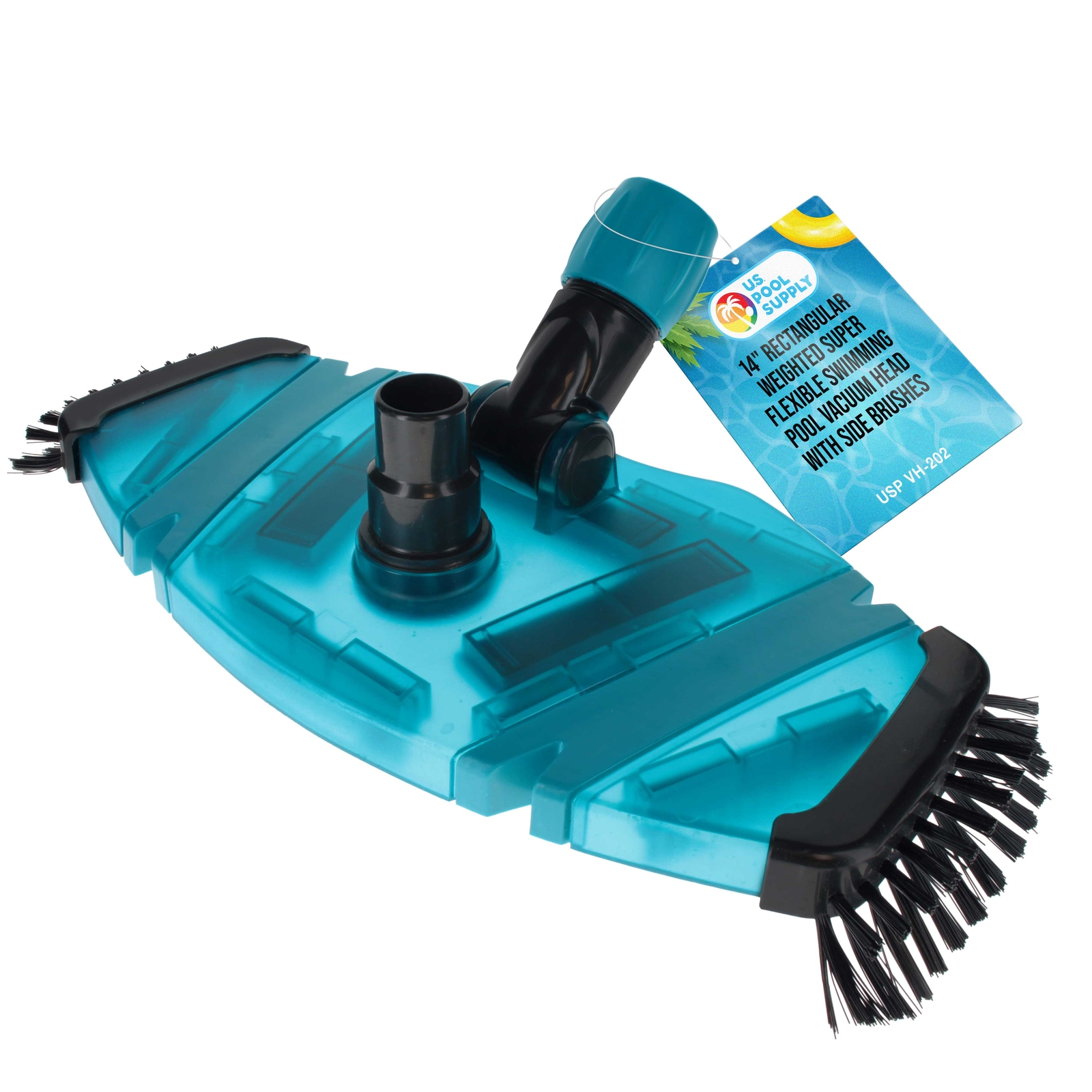 14&Prime; Rectangular Weighted Super Flexible Swimming Pool Vacuum Head, Side Brushes