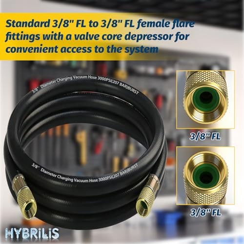 2026 Upgraded 6FT 3/8inch Heavy Duty Charging/Vacuum Hose, 6Ft hvac vacuum hose