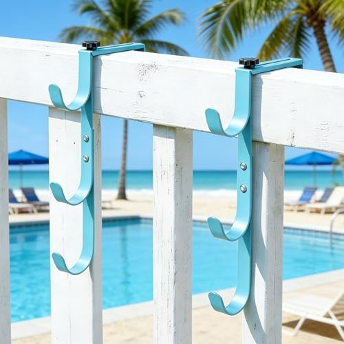 2Set Blue Three Pool Pole Hooks Hangers, 1.0 Inches blue-3 hooks-2pcs