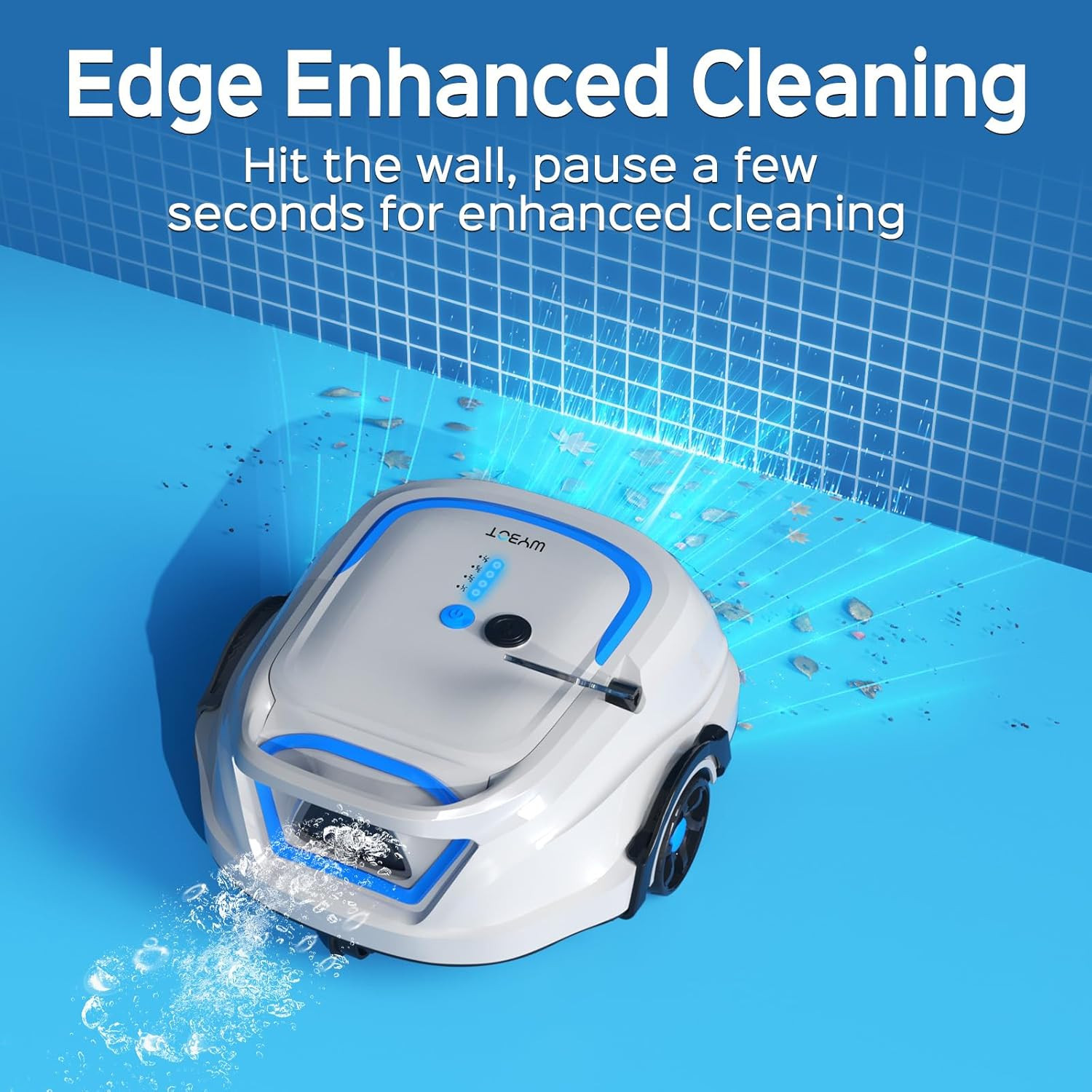 Automatic Pool Vacuum with 120 Mins, Double Filters, LED Indicator, Fast Chargin