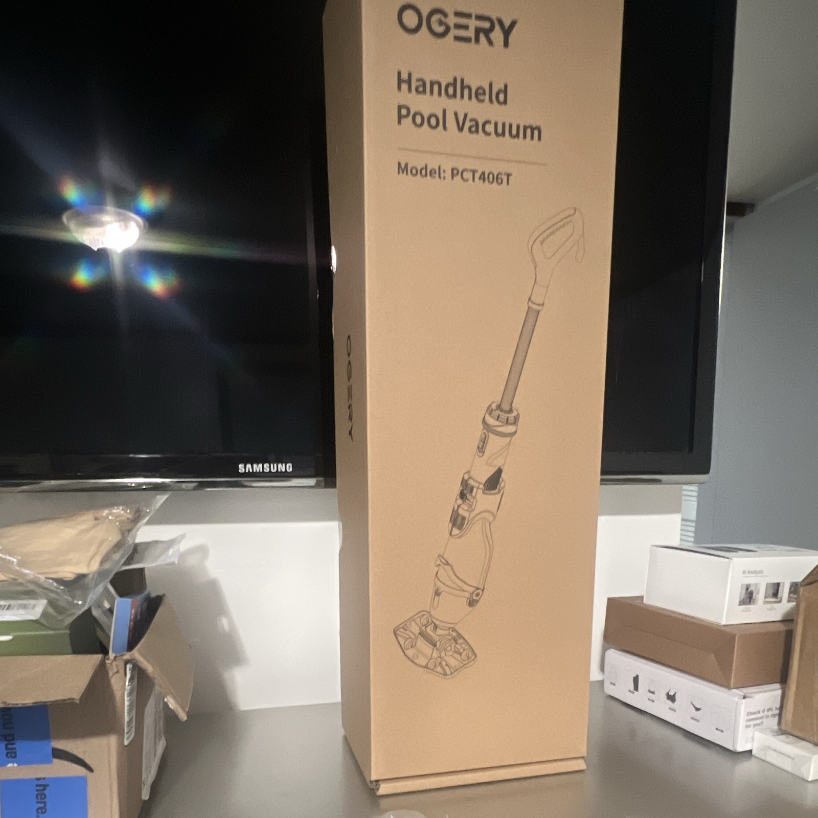 OGERY Handheld Cordless Rechargeable Pool Vacuum PCT406T 0.8L Gray