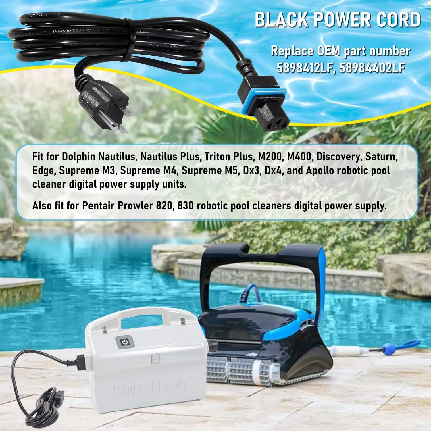 58984402L Power Cord Part For Maytronics Dolphin Pool Cleaner Power Supply
