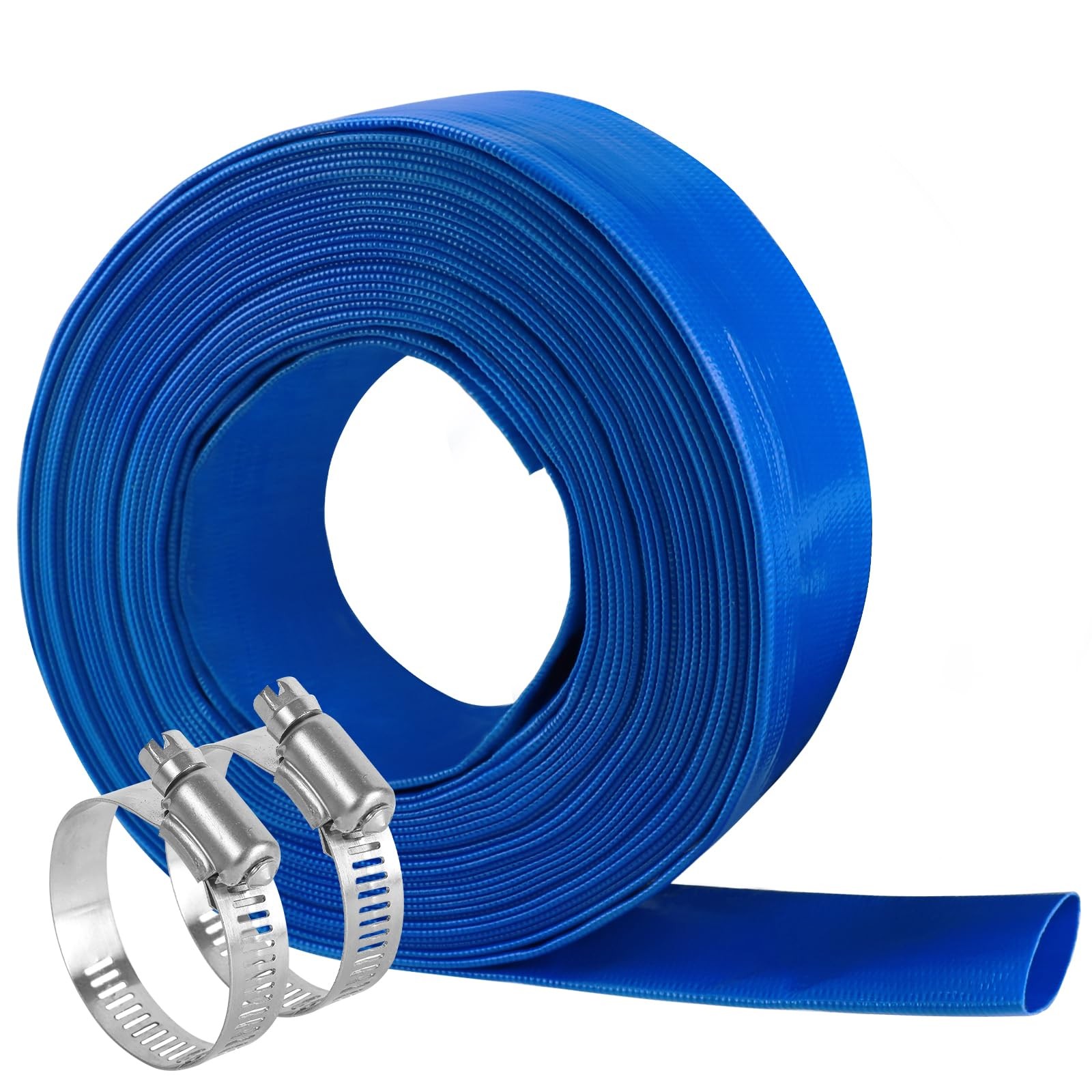 Eastrans 1.5&Prime;x 25 FT Heavy Duty Pool Backwash Hose Flat Discharge Weather B