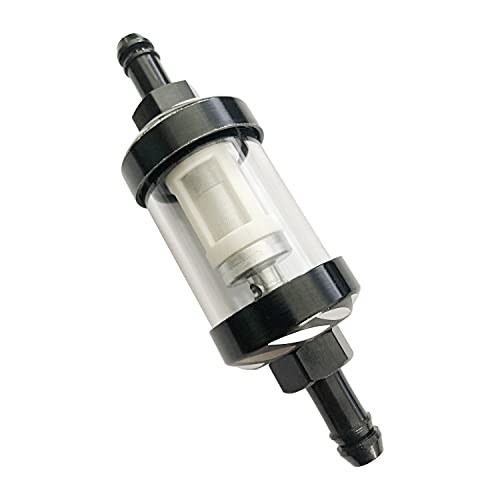 2pcs 5/16 inch 9747 Inline Fuel Filter With Clear View Glass And Chrome Hose