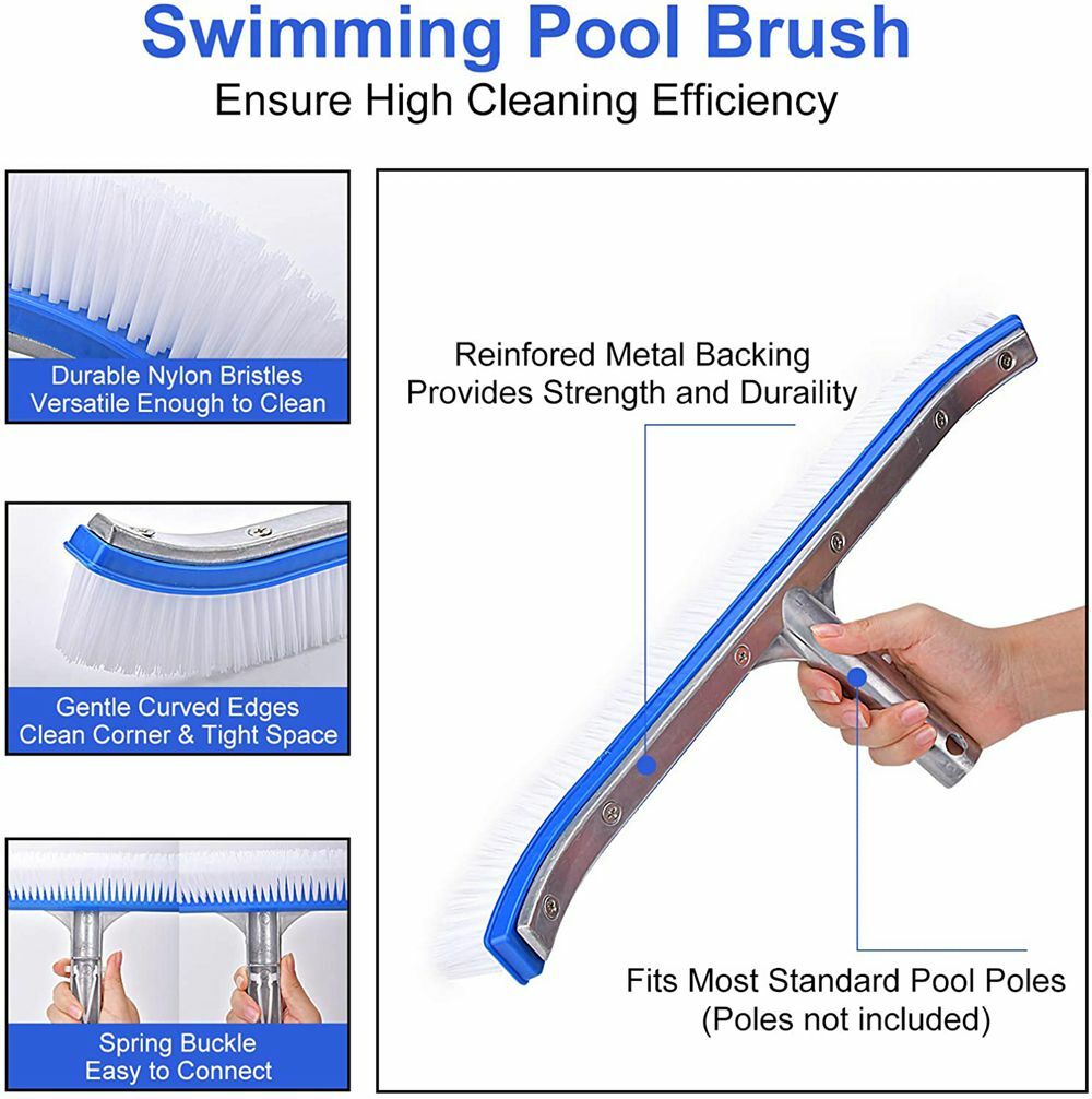 NEW 18&Prime; Curved Wall Floor Brush for In/Above Ground Swimming Pool [Brush Only]