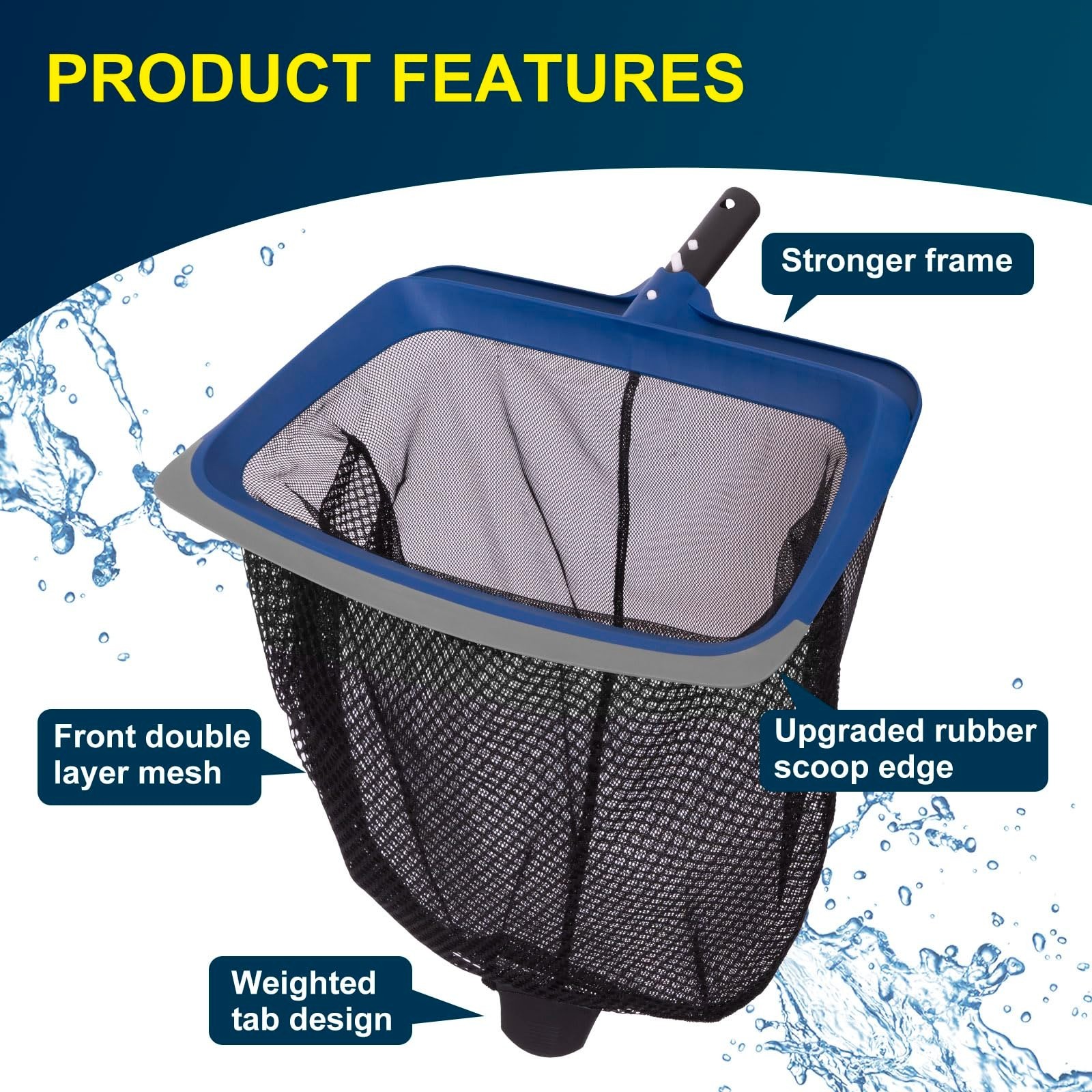 Deluxe Pool Cleaning Kit – Skimmer Net, 17.5&Prime; Brush & Rotatable Scrub Brush, Hea