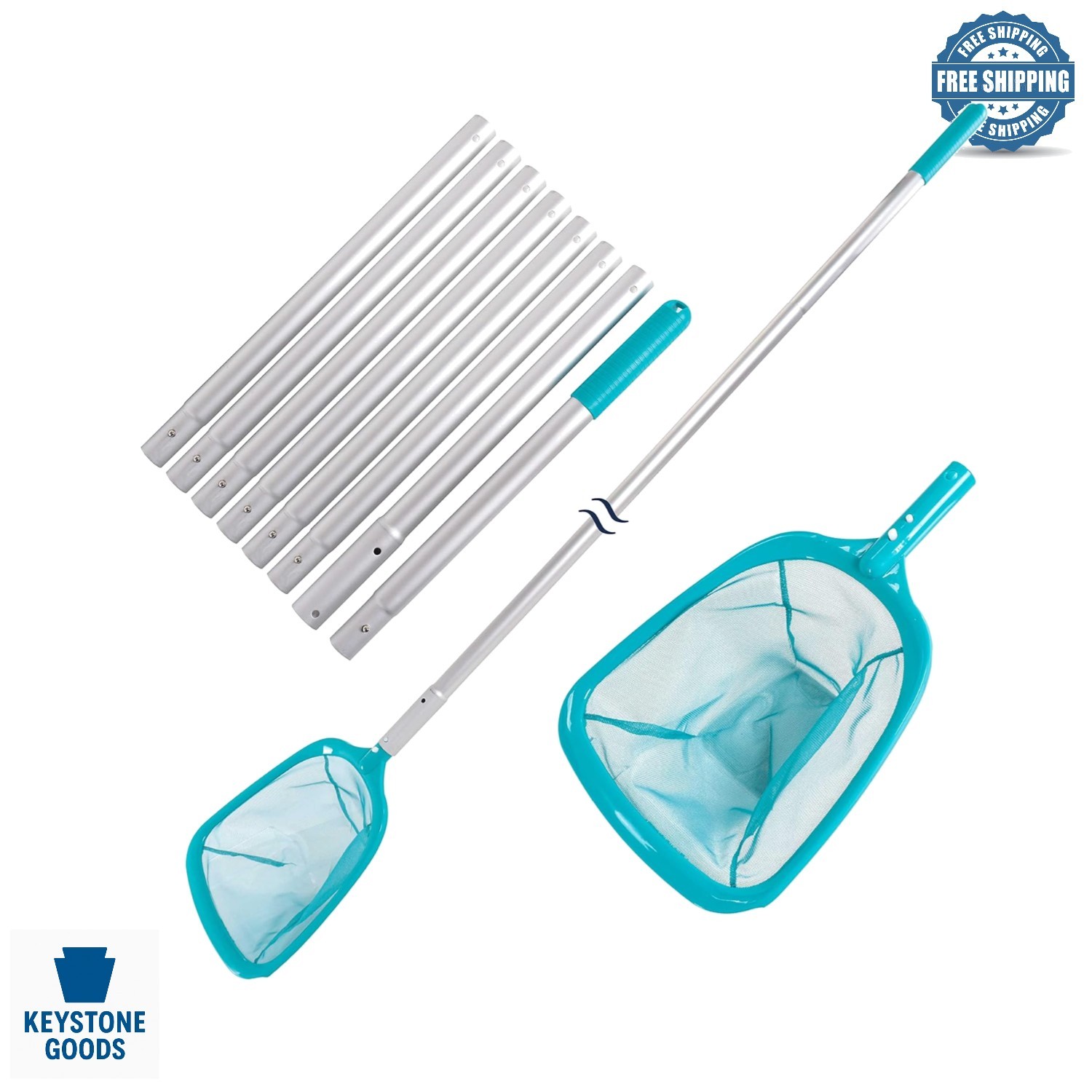 11.5&prime; Telescopic Pool Leaf Skimmer Net with Ultra-Fine Mesh & Adjustable Alum…