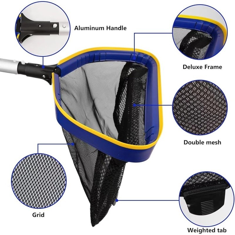 Heavy Duty Pool Rake Skimmer Net W/ 10ft Adjustable Pole Easy Debris Cleanup New