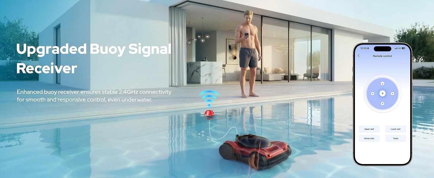FL-01 Robotic Pool Cleaner Wall Waterline Vacuum App Control 8Hr Runtime