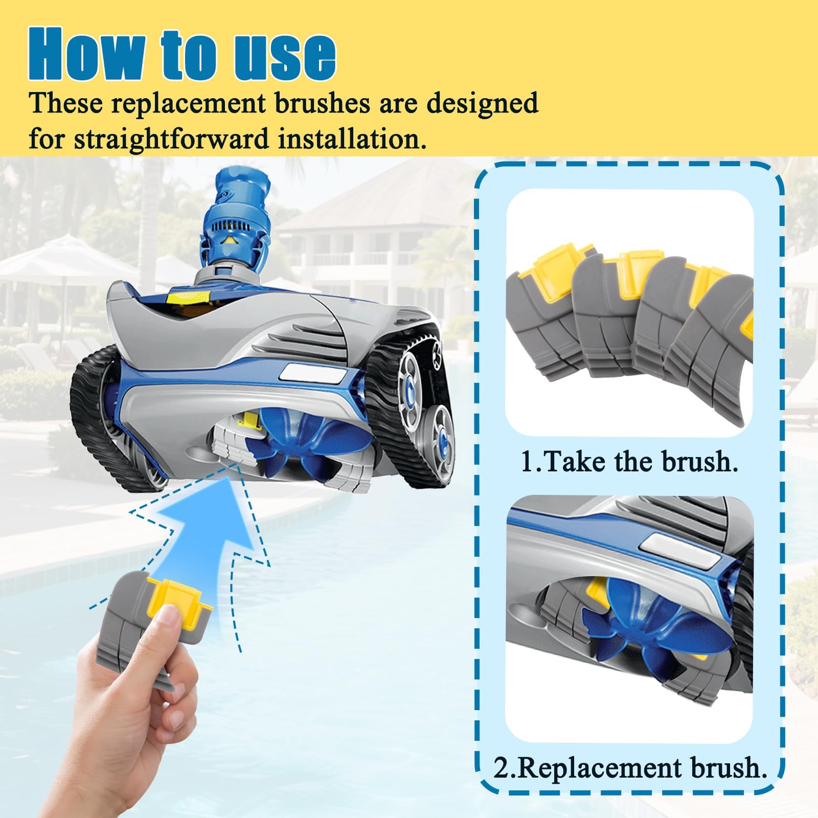 4 Pcs Gray Yellow Pool Cleaner Replacement Parts R0714400