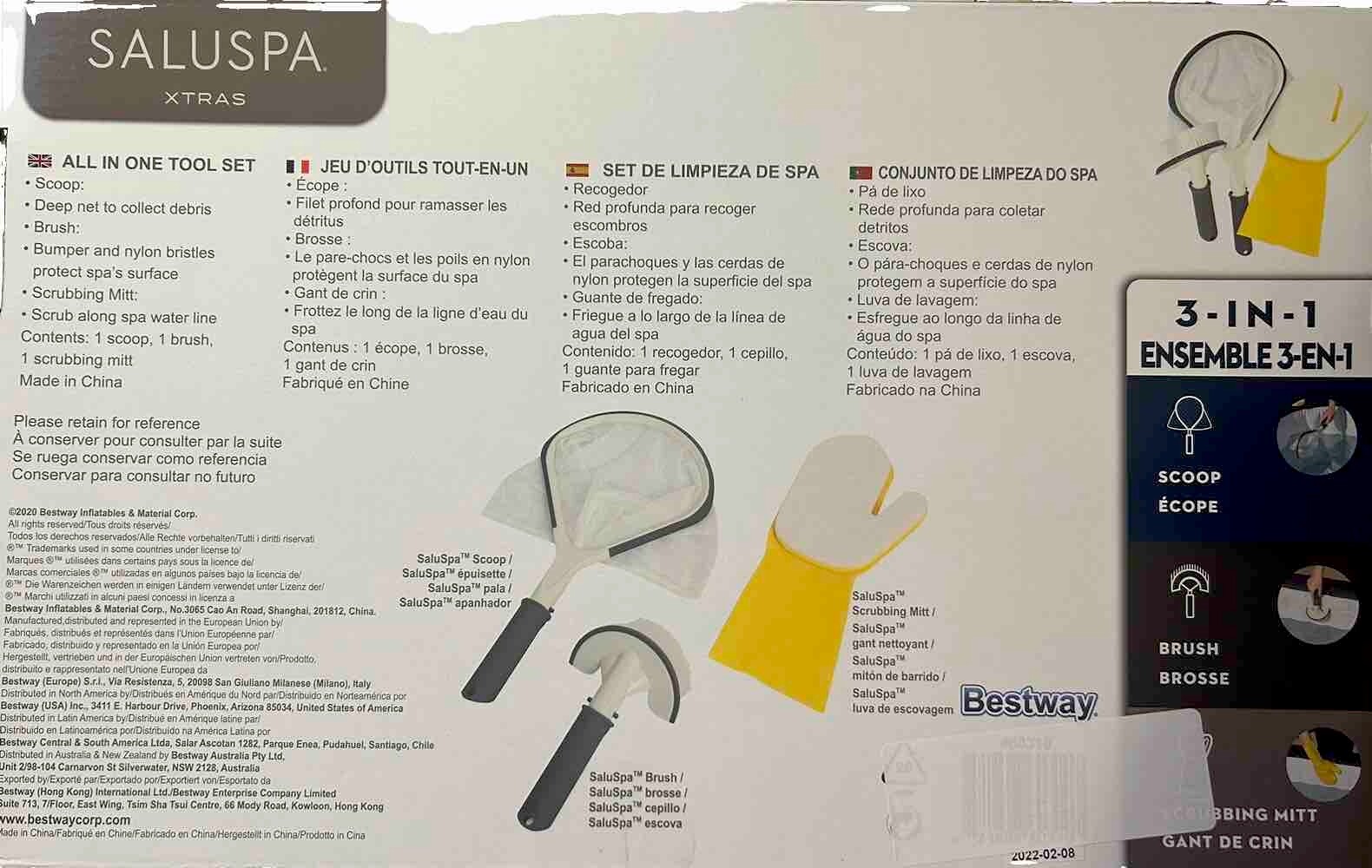 Bestway SaluSpa All In One 3 Piece Cleaning Tool Accessory Set for Hot Tub Spa