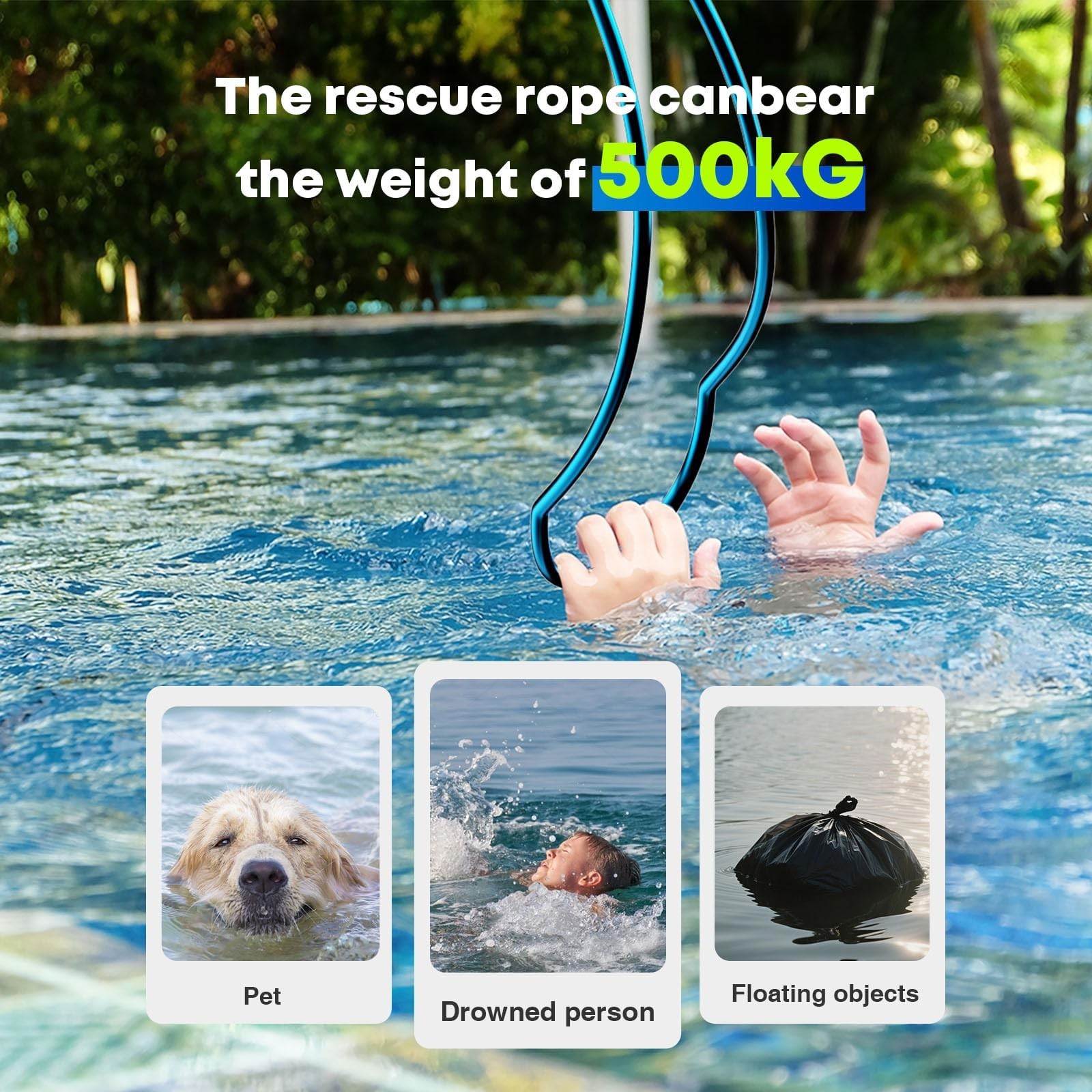 Swimming Pool Safety Hook, 3.3FT Aluminum Telescopic Pole