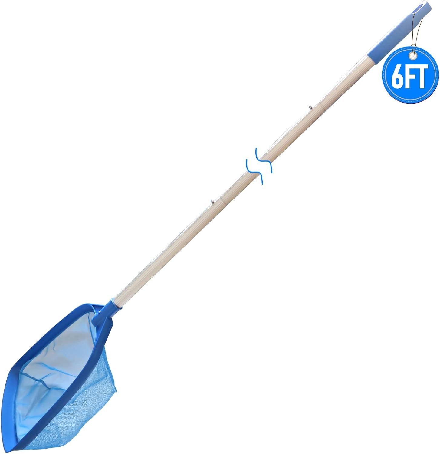 Fine Mesh Pool Leaf Skimmer with 5-Section Aluminum Pole for Effortless Cleaning
