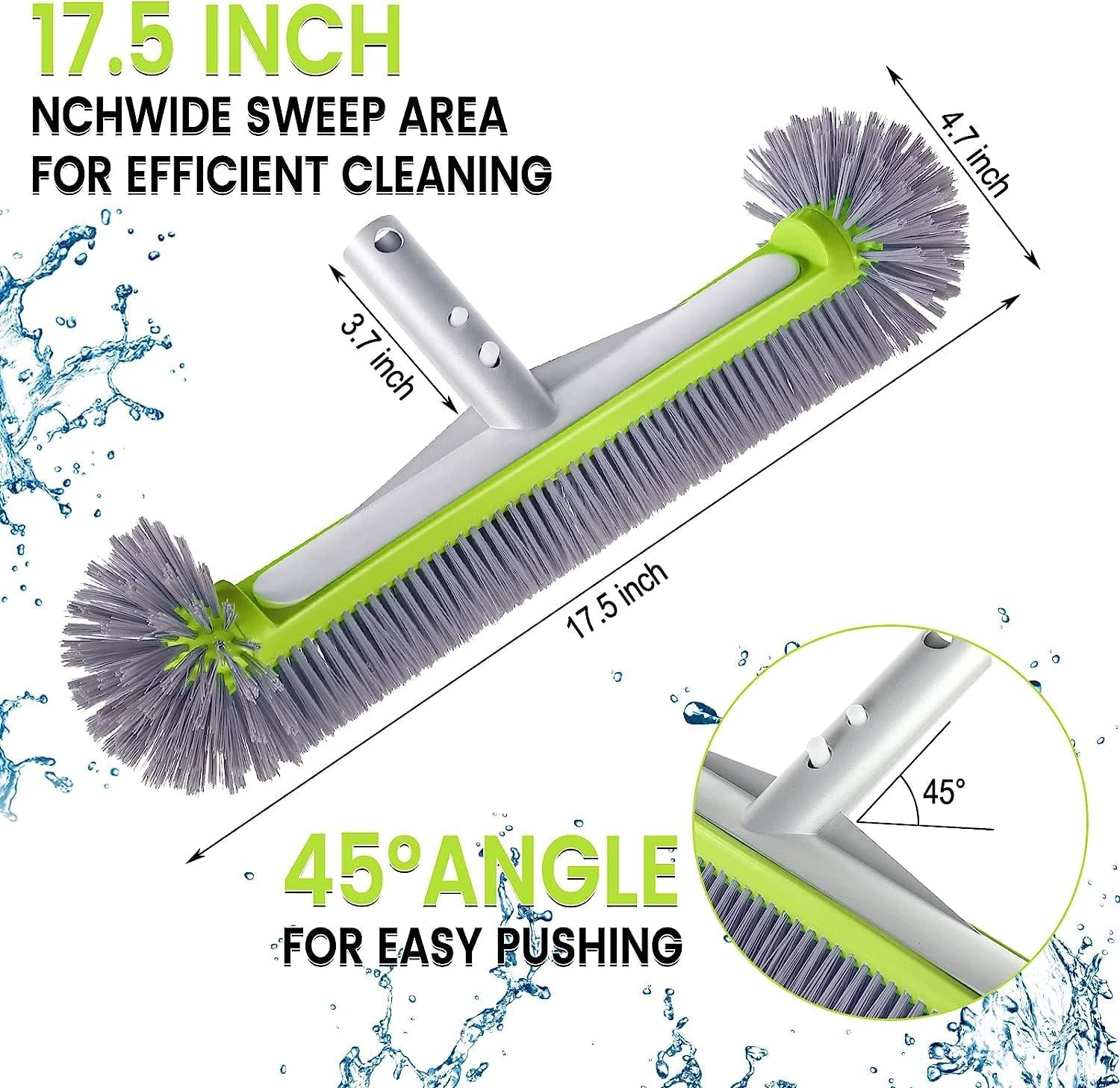 Professional Swimming Pool Brush Head with round Ends,17.5&Prime; Heavy Duty Aluminum