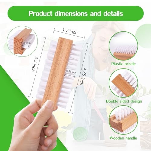 2-Pack Wooden Hand & Nail Brushes – Dual-Sided Fingernail Scrub Brush